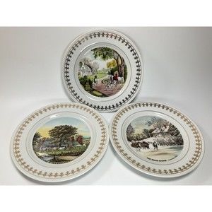 Roy Thomas CURRIER AND IVES 1981 (3) The Four Seasons revisited  set of 3 Plates